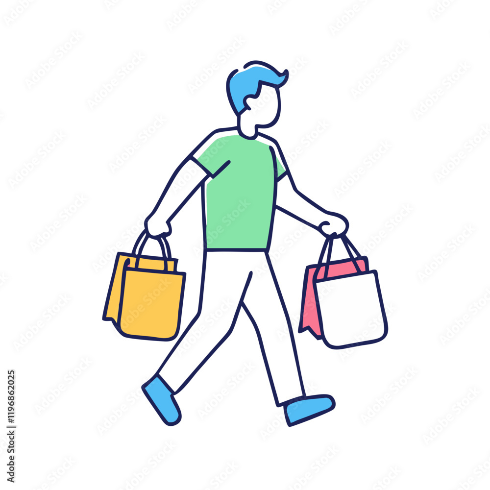 walking with grocery bags icon walking with grocery bags icon