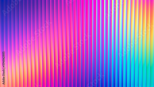 Neon ribbed fractal glass texture with vibrant pastel gradients and bright smooth fluted vertical lines. Bold dynamic design blending futuristic tones and radiant colors for modern visual art project