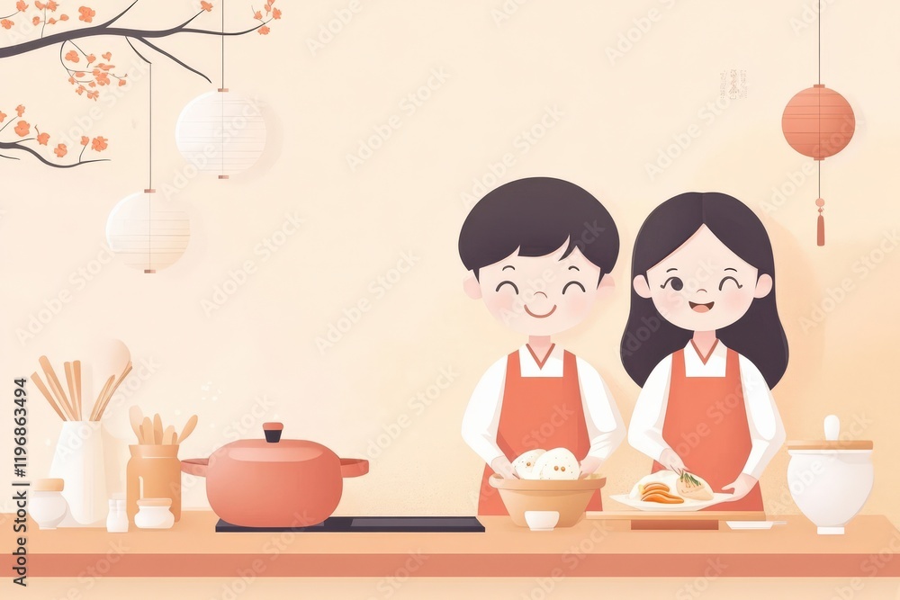 Happy children cooking together in a cozy kitchen, joyful moments shared during food preparation Happy children cooking together in a cozy kitchen, joyful moments shared during food preparation