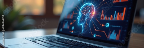 Agentic AI Interface on Laptop Displaying Neural Networks and Data Analytics for Autonomous Digital Transformation