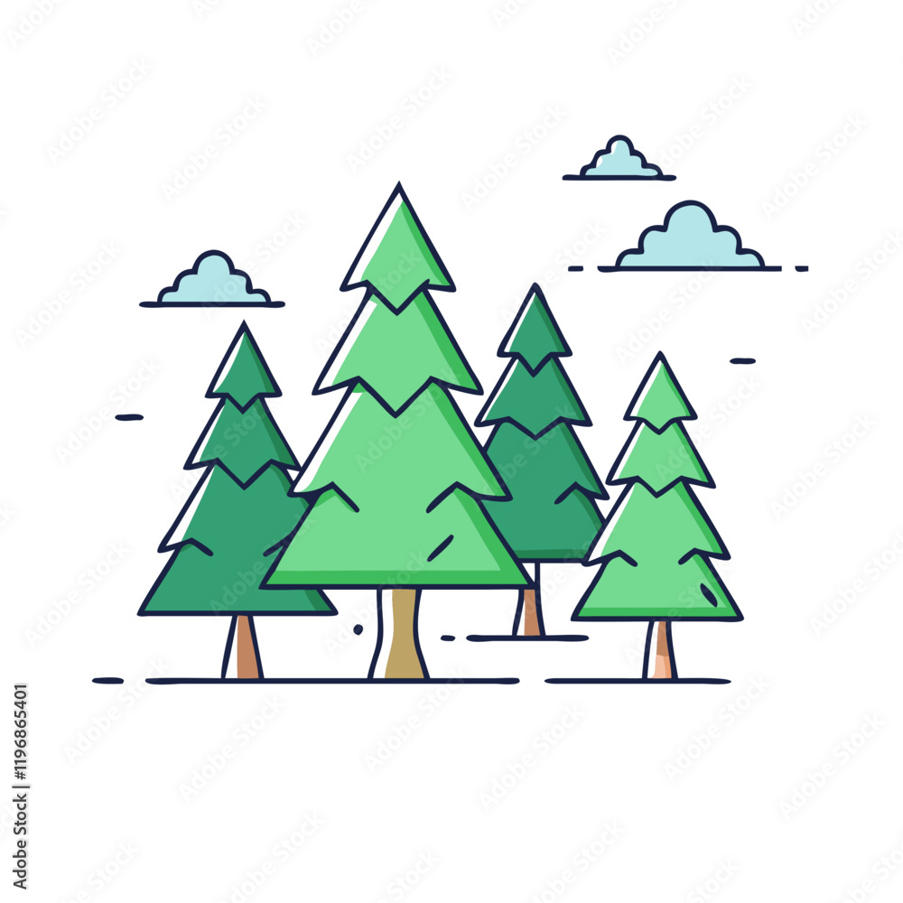 Obraz premium pine tree forest vector icon, pine tree forest vector illustration -simple illustration of pine tree forest, perfect for pine tree forest logos and icons and themed design 