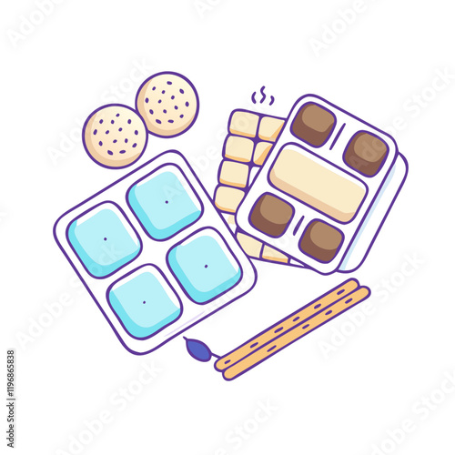 s mores ingredients vector icon, s mores ingredients vector illustration -simple illustration of s mores ingredients, perfect for s mores ingredients logos and icons and themed design 