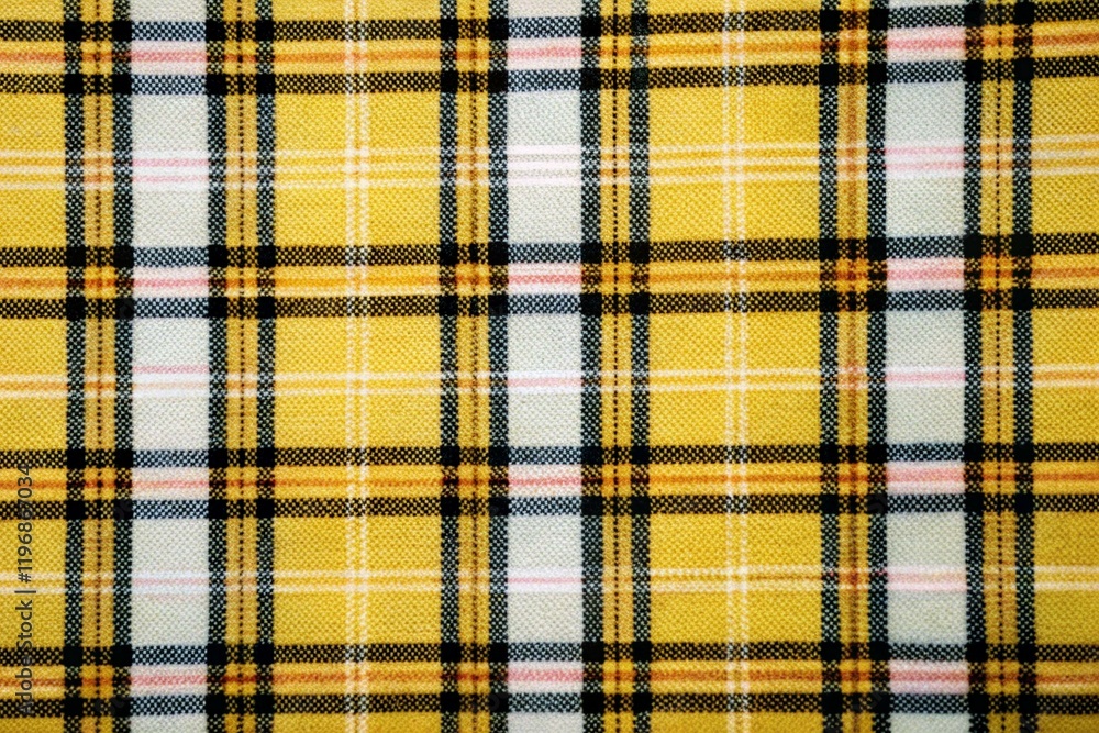 Classic Tartan Plaid Fabric Pattern with Warm Yellow, Soft Peach, and Light Blue Classic Tartan Plaid Fabric Pattern with Warm Yellow, Soft Peach, and Light Blue