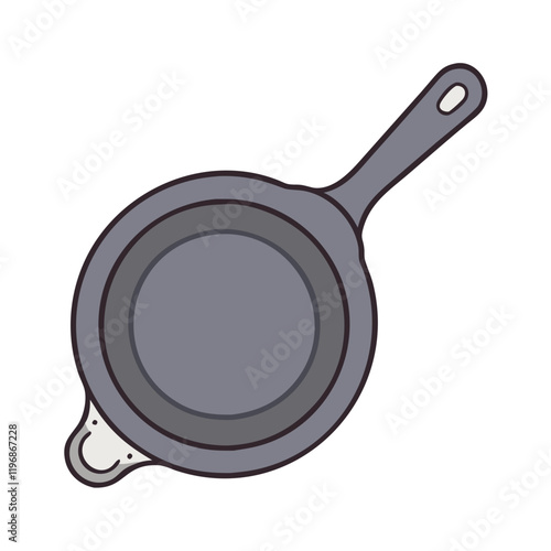 cast iron skillet vector icon, cast iron skillet vector illustration -simple illustration of cast iron skillet, perfect for cast iron skillet logos and icons and themed design 