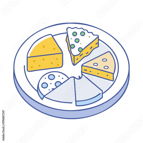 cheese platter vector icon, cheese platter vector illustration -simple illustration of cheese platter, perfect for cheese platter logos and icons and themed design 