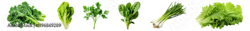 Green vegetable png cut out element set, transparent background