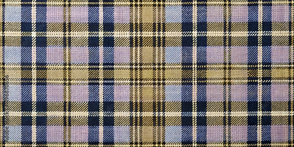 Classic Plaid Textile Pattern fabric with Soft Pink, Olive Green, and Light Blue Intersecting Lines in a Symmetrical Grid Design Classic Plaid Textile Pattern fabric with Soft Pink, Olive Green, and Light Blue Intersecting Lines in a Symmetrical Grid Design