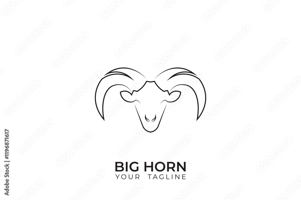 Fototapeta premium Ram head logo with simple design, ram head vector silhouette, abstract ram head