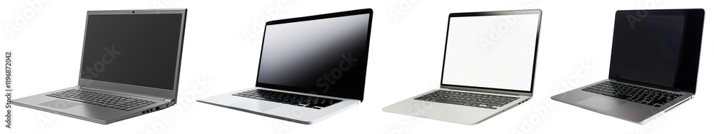 Laptop computer png cut out element set, transparent background