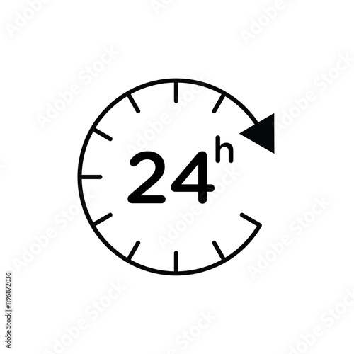 24 Hrs icon logo sign set vector outline