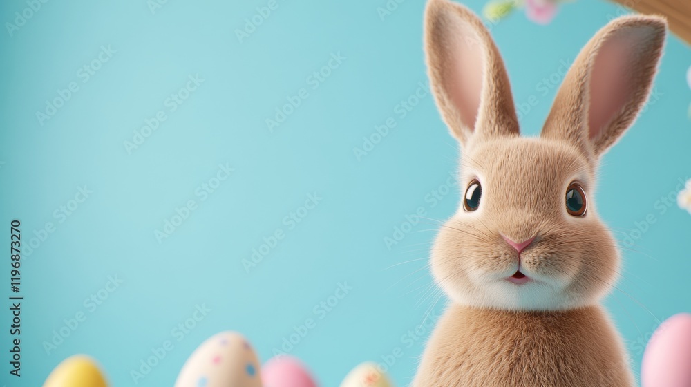 Obraz premium A bunny among the eggs Easter style