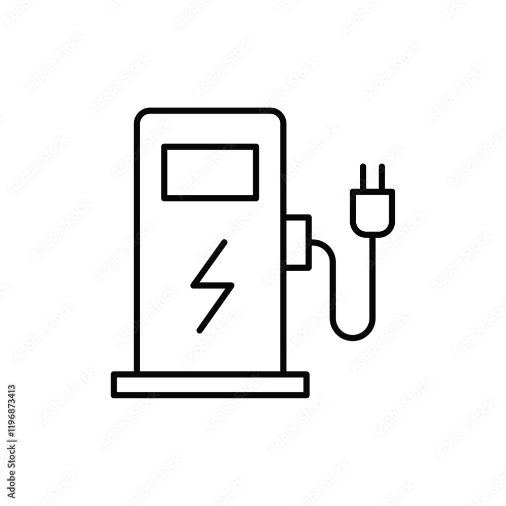 Charging station icon logo sign set vector outline Charging station icon logo sign set vector outline