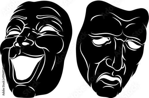 Theater or theatre drama comedy and tragedy masks illustration
