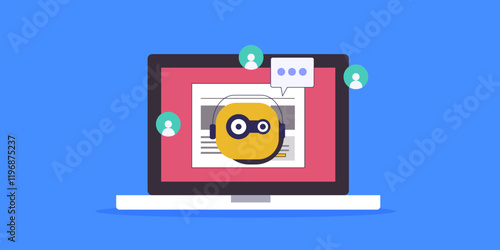 Customer management support with chatbot automation technology, business intelligence vector illustration.