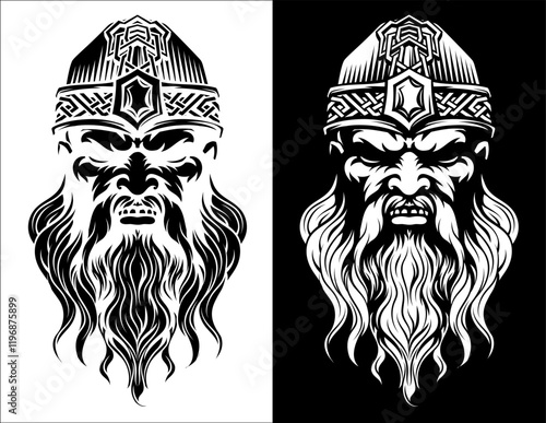 A Viking warrior or barbarian gladiator man mascot face looking strong wearing a helmet. In a retro vintage woodcut style.