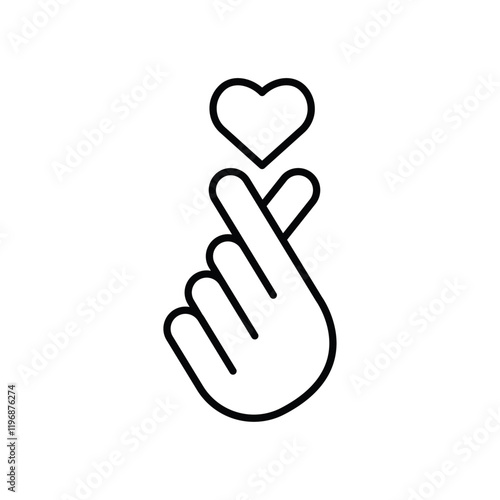 korean heart icon logo sign set vector outline