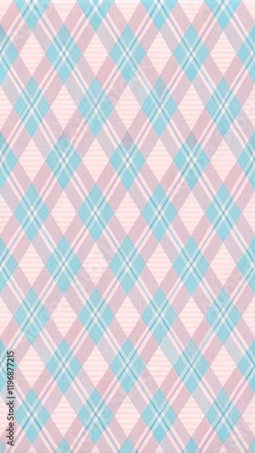 Seamless Pastel Plaid Pattern fabric with Soft Pink, Light Blue, and Cream Tones in a Symmetrical Design