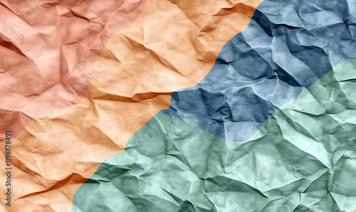 Wallpaper Mural Abstract background of crumpled pastel paper in teal, blue, orange and peach colors.  Perfect for design projects. Torontodigital.ca