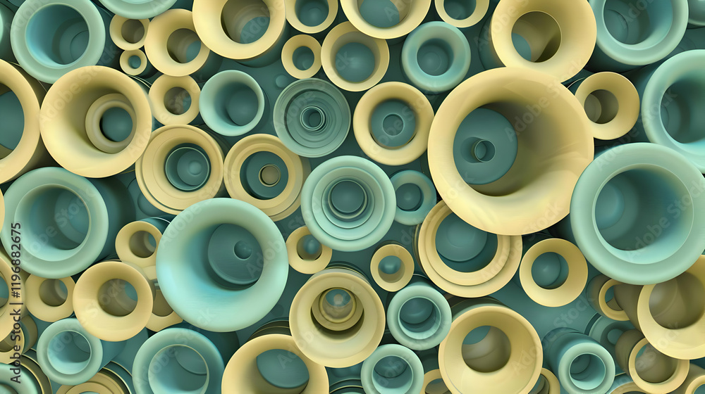 Abstract composition of overlapping circular shapes in soothing colors. Abstract composition of overlapping circular shapes in soothing colors.