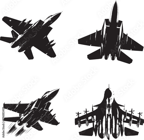Jet  black and white silhouette assets in vector farm 