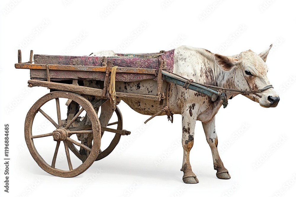 Fototapeta premium ox cart isolated on white background