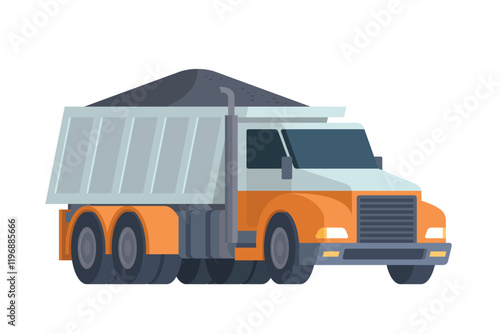 Coal Truck Illustration. Editable Vector for Easy Customization