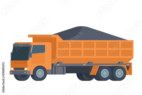 Coal Truck Illustration. Editable Vector for Easy Customization