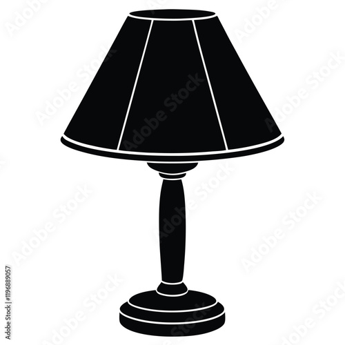 Classic Table Lamp Simple Black and White Silhouette, vector artwork