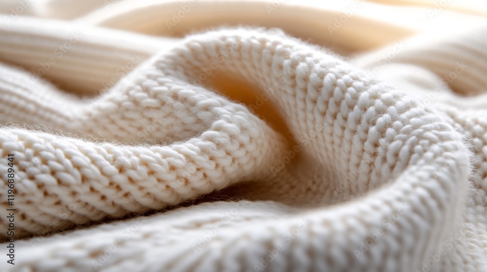 Fototapeta premium Creamy Knit Texture: A Close-Up of Soft, Luxurious Yarn