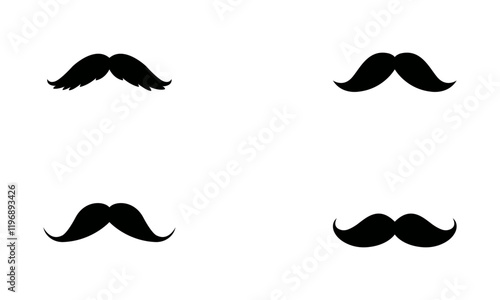 Mustache Silhouette Set In Black And White