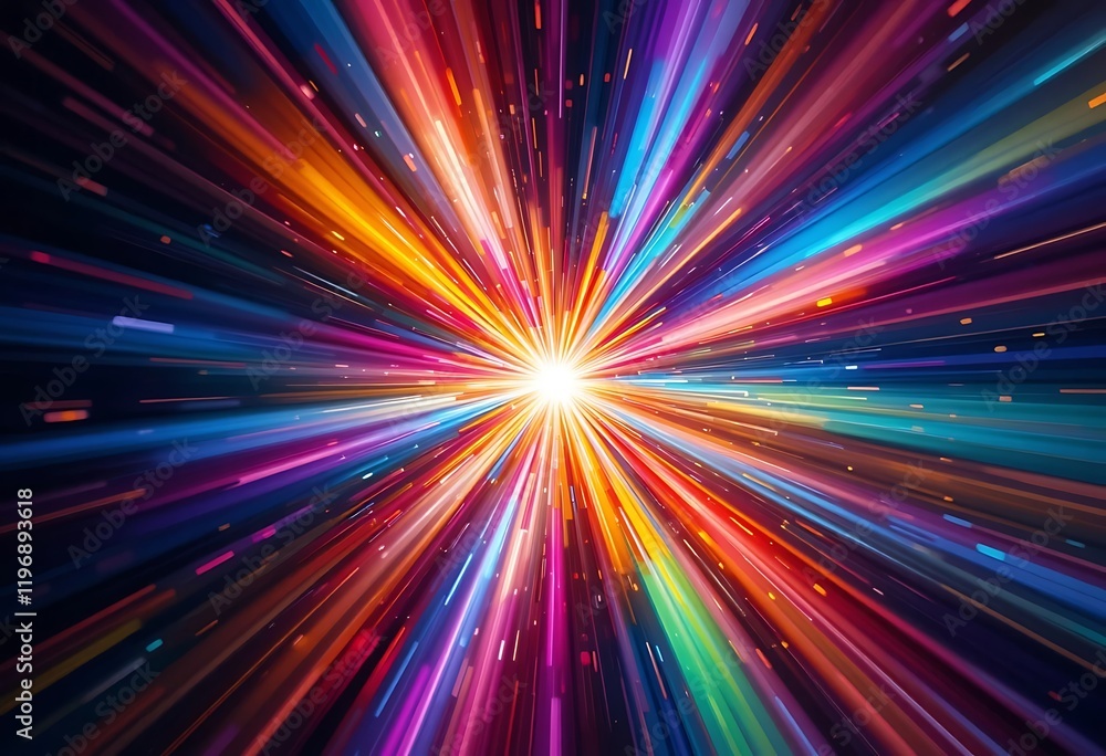 Obraz premium Abstract Colorful Light Rays Burst From Center