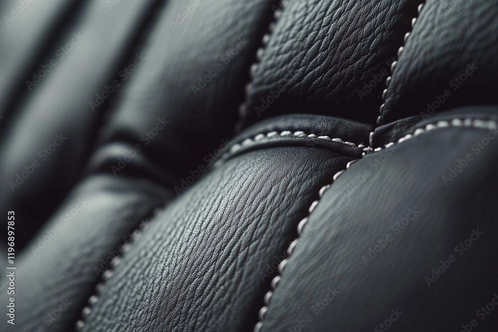 Fototapeta premium A leather texture with visible grain and stitching. 