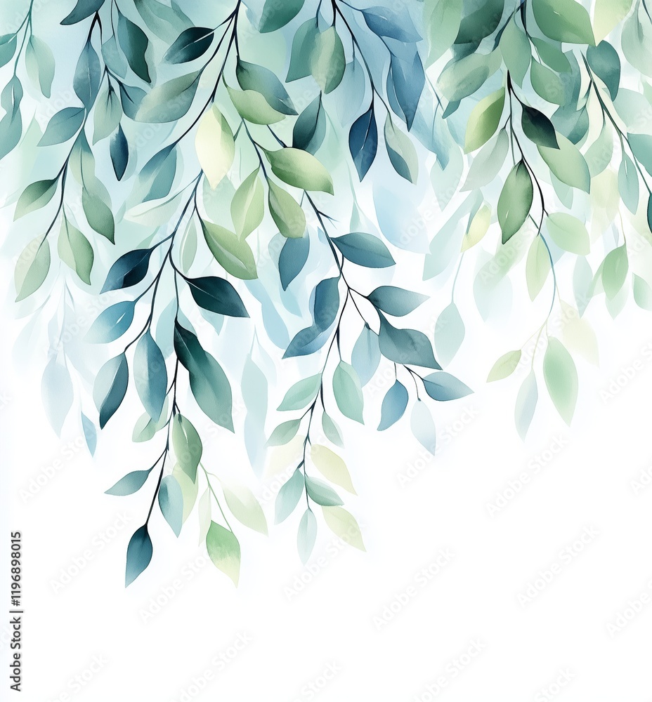 Leaves in soft green shades create a serene backdrop for a nature-inspired design Leaves in soft green shades create a serene backdrop for a nature-inspired design