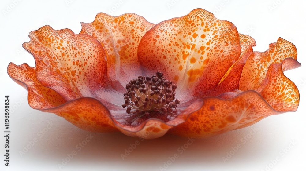 Intricate Glass Poppy Flower in Warm Hues Intricate Glass Poppy Flower in Warm Hues