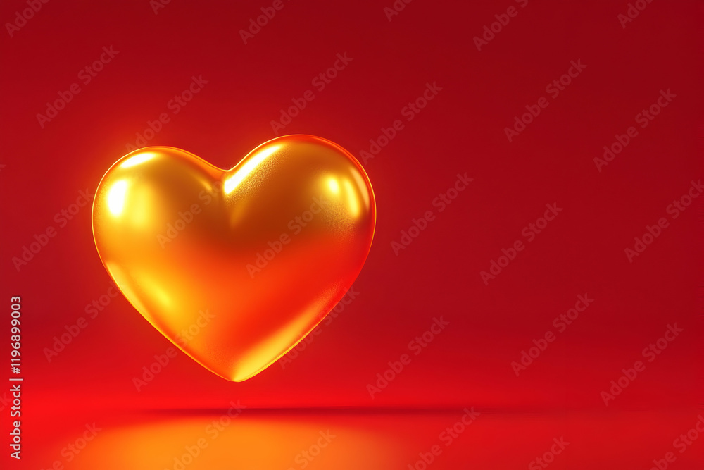 A glowing golden heart emoji hovering against a vibrant red background A glowing golden heart emoji hovering against a vibrant red background