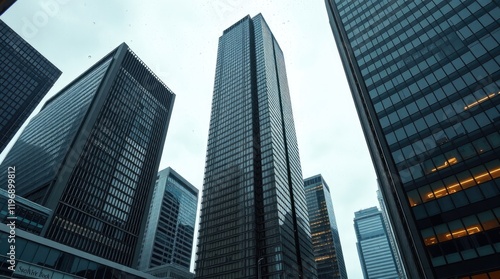 Wallpaper Mural Toronto's Financial District skyscrapers under gentle, soft light diffused shadows, subtle illumination, detailed focus, Torontodigital.ca