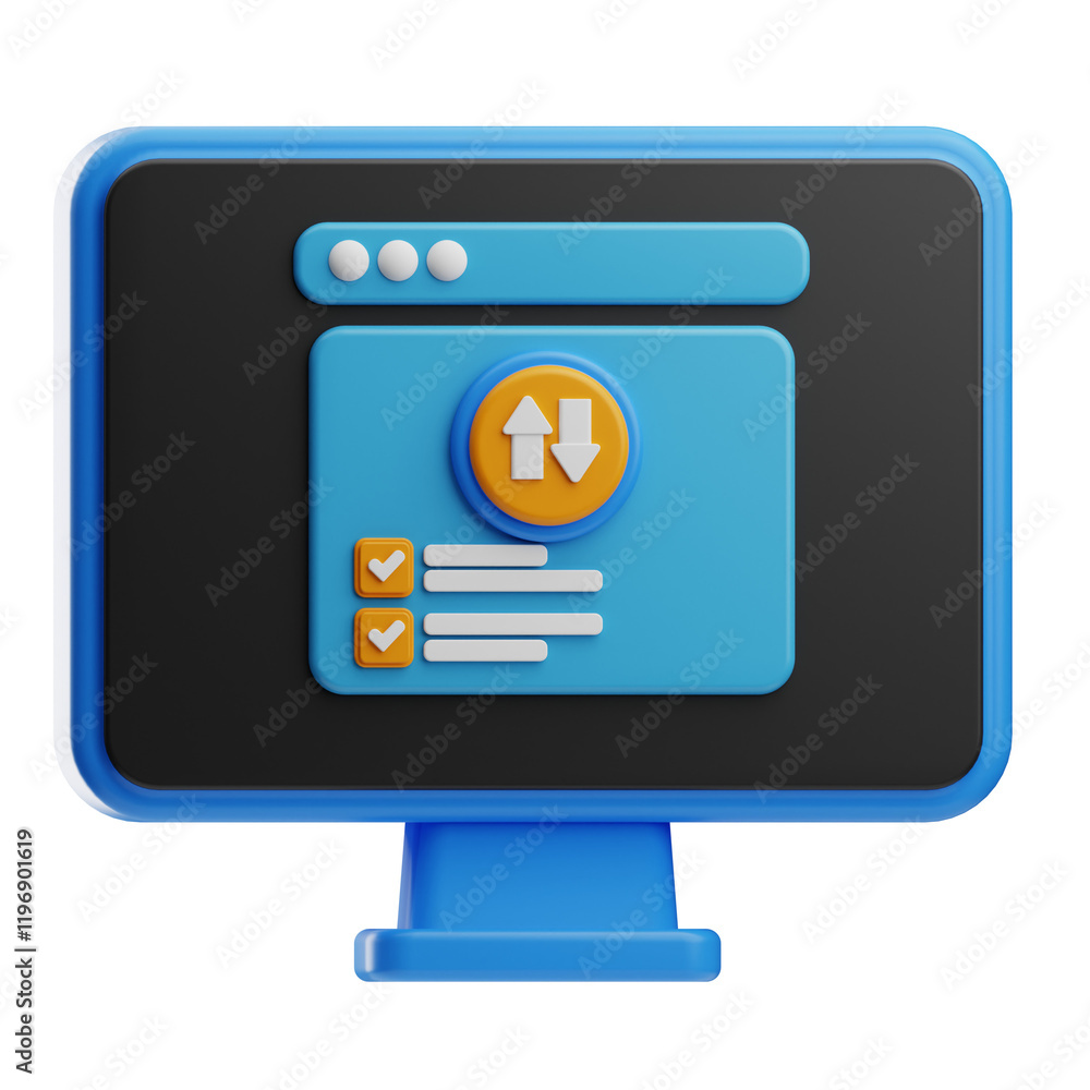 Stylized Computer Monitor with User Interface Icons Stylized Computer Monitor with User Interface Icons