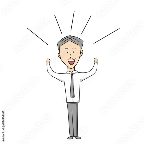 vector illustration of Businessman Lifting His Arms Up and Shout Hooray, businessman in suit having idea, hooray man, isolated on white background