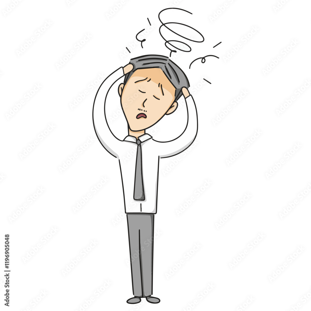 vector illustration of businessman stress, Exhausted businessman, worker in suit struggle with stress and overwork, isolated on white background vector illustration of businessman stress, Exhausted businessman, worker in suit struggle with stress and overwork, isolated on white background