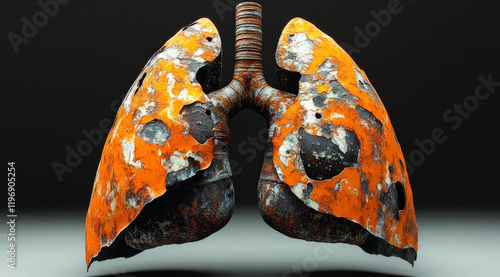 Model of human lungs, spots eroded by viruses photo