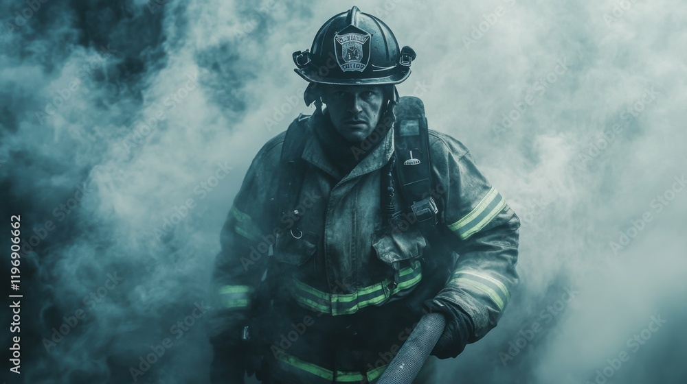 Firefighter Smoke Courage Duty Helmet Hose Emergency Bravery Rescue Scene Firefighter Smoke Courage Duty Helmet Hose Emergency Bravery Rescue Scene