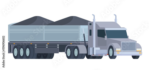 Semi-Trailer Coal Truck Vector Illustration. Fully Editable Element for Easy Customization	