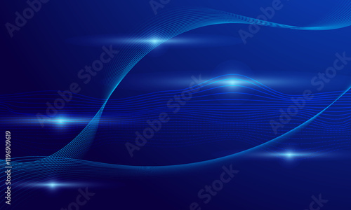 blue lines wave curves high technology cyberspace connecting network abstract background