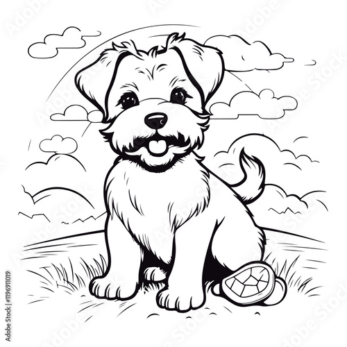 outlined dog coloring page illustration.