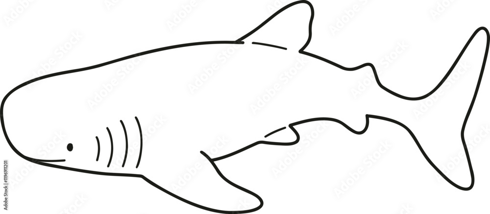 Simple and adorable Whale Shark line art illustration Simple and adorable Whale Shark line art illustration