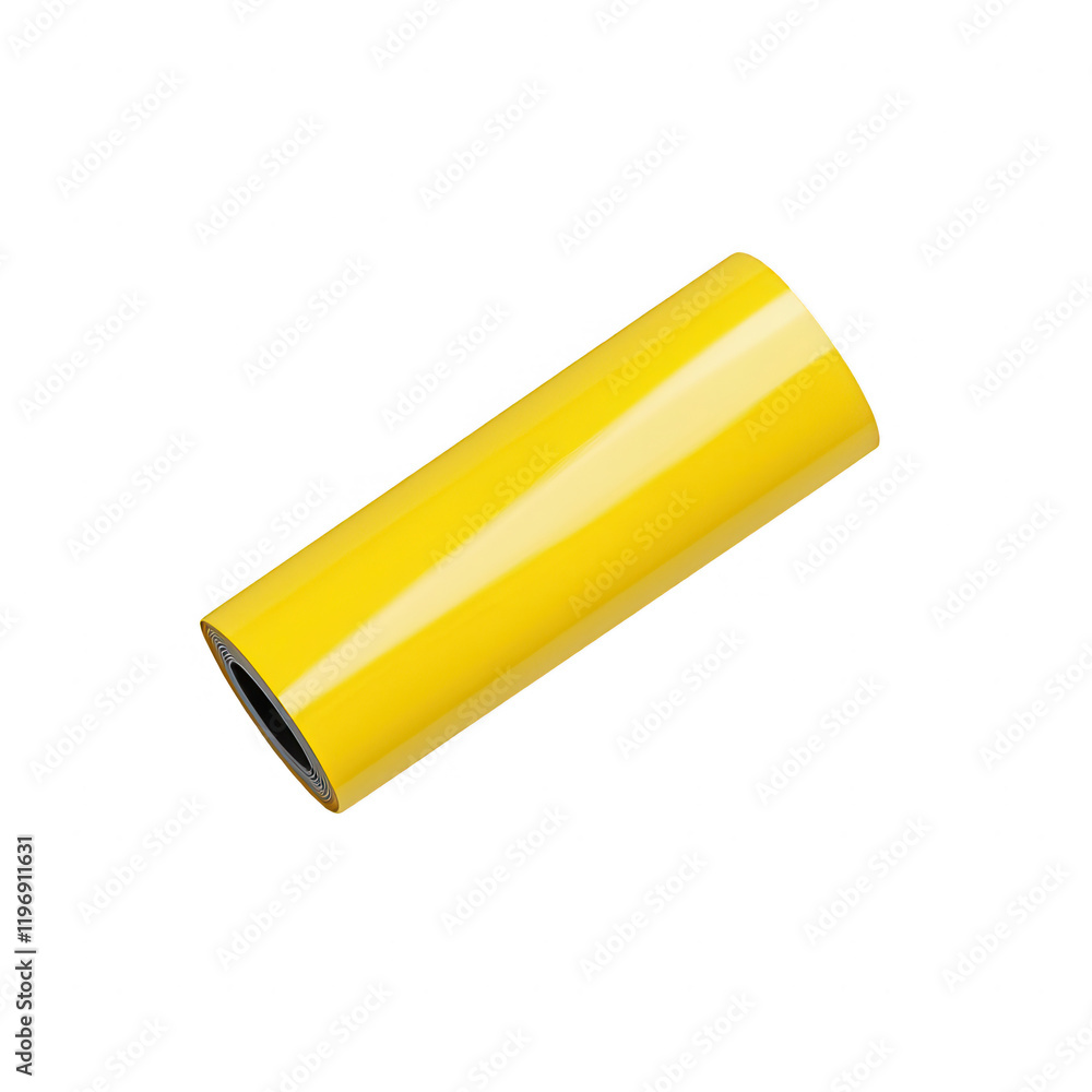 Bright yellow adhesive tape roll on a white background, ideal for crafts and repairs., isolated on a transparent background. Bright yellow adhesive tape roll on a white background, ideal for crafts and repairs., isolated on a transparent background.