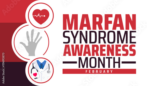 marfan syndrome awareness month background banner or poster design template. observed every year in February. Holiday concept. Use to any Template, card, poster, placard, template.