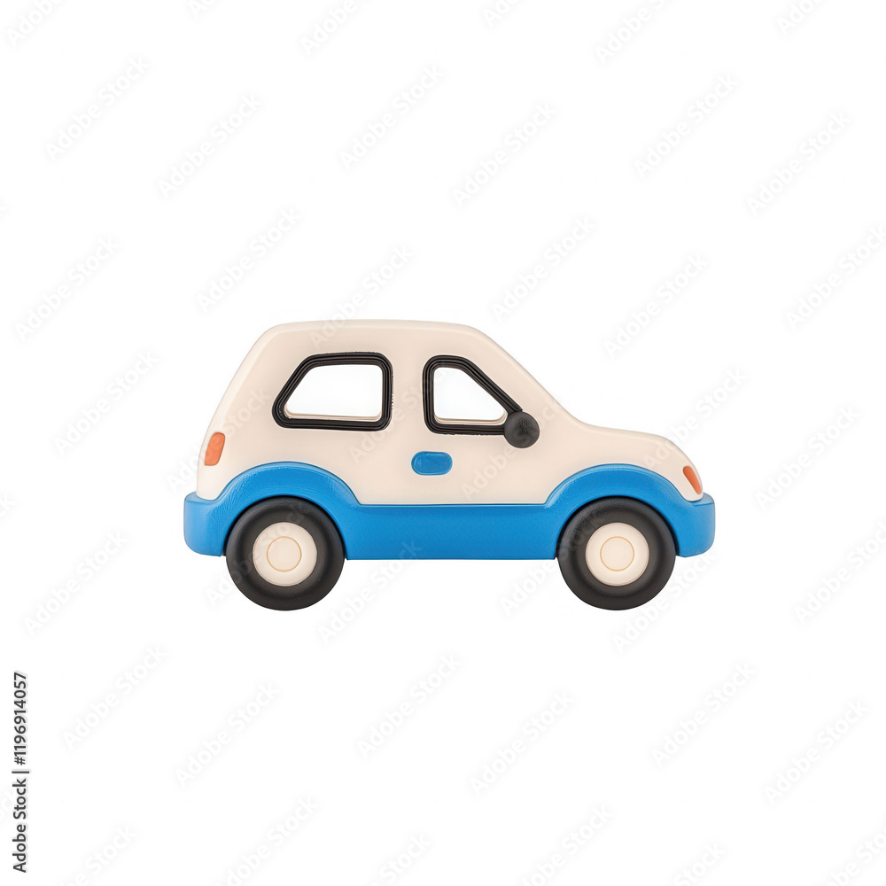Cute cartoon car toy for kids, featuring a blue and white design, perfect for playtime., isolated on a transparent background. Cute cartoon car toy for kids, featuring a blue and white design, perfect for playtime., isolated on a transparent background.