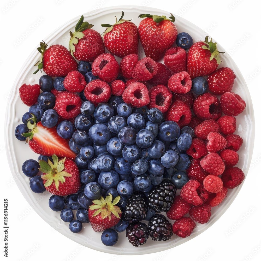 Obraz premium A platter of assorted fresh berries including blueberries, raspberries, and strawberries