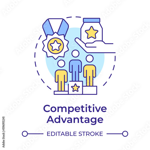 Competitive advantage multi color concept icon. Produce better goods and services. Business marketing strategy. Round shape line illustration. Abstract idea. Graphic design. Easy to use in article
